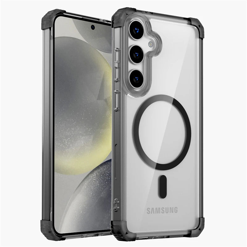 Samsung Galaxy S25 Ultra Magnetic Case | Shockproof Clear Cover Black Tidesmit