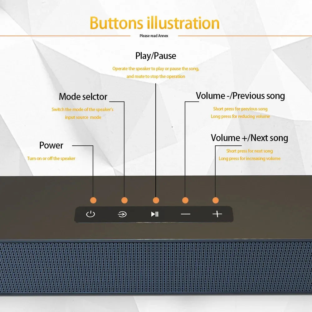 Wireless Bluetooth Sound Bar Speaker System Super Power Sound Speaker Wired Wireless Surround Stereo Home Theater TV Projector