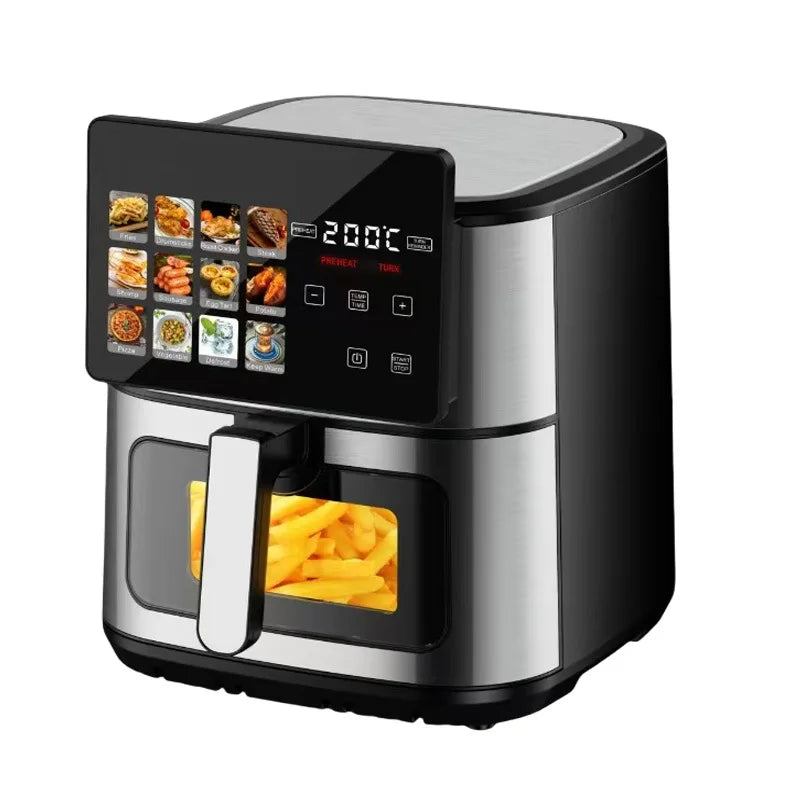 Factory Portable  Electric Multifunction Fully Automatic Stainless Steel  Smart Square  air Fryer Oven, 10L Large Capacity 1800W