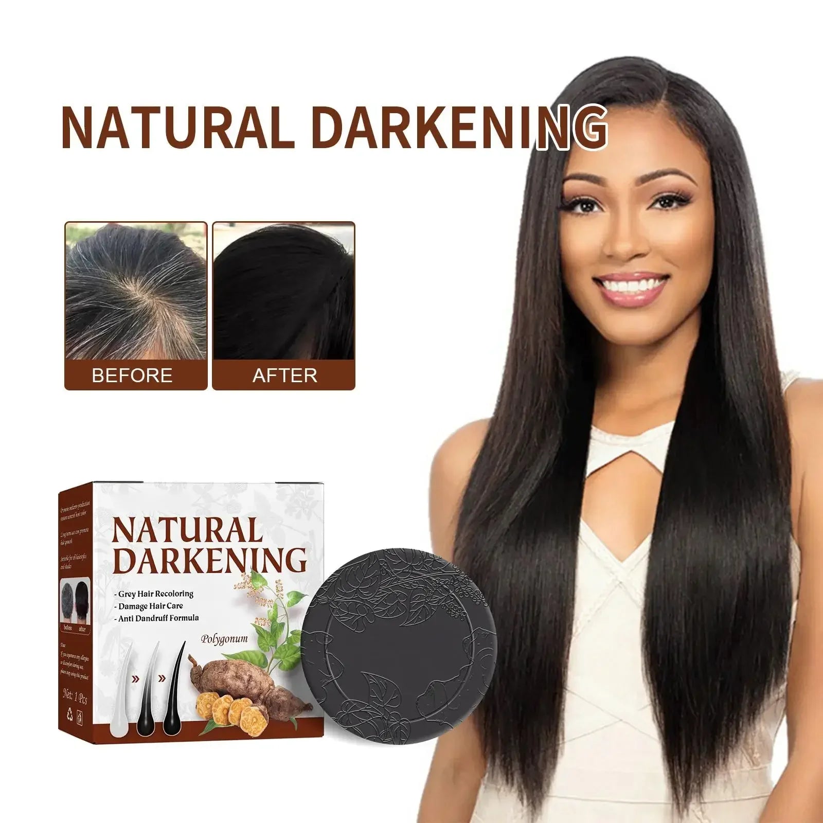 White hair killer, polygonum multiflorum shampoo soap，remove gray hair and restore natural hair color in 7 days