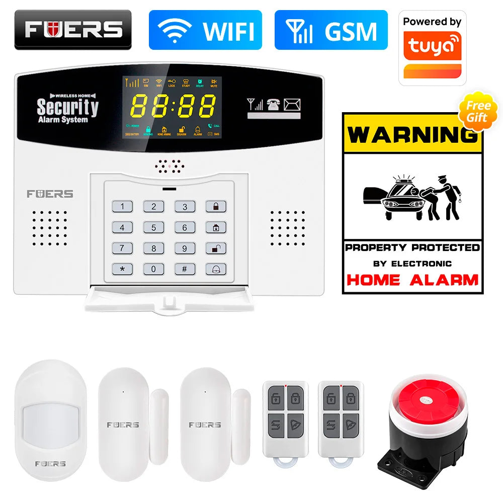 Fuers WIFI 4G 2G GSM Alarm System work with Tuya SmartBurglar Alarm Wireless Wired Security Zone Link Alexa Google Motion Sensor