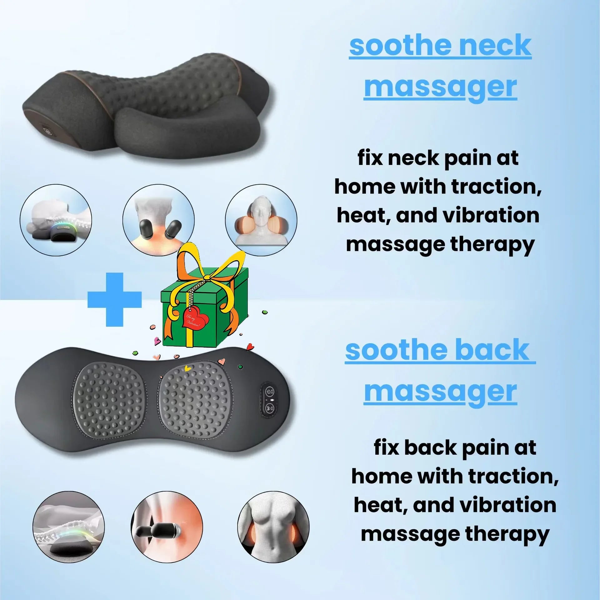 Heated Neck Massager Pillow | Deep Tissue Cervical Traction | Space Gray Massage Cushion Tidesmit