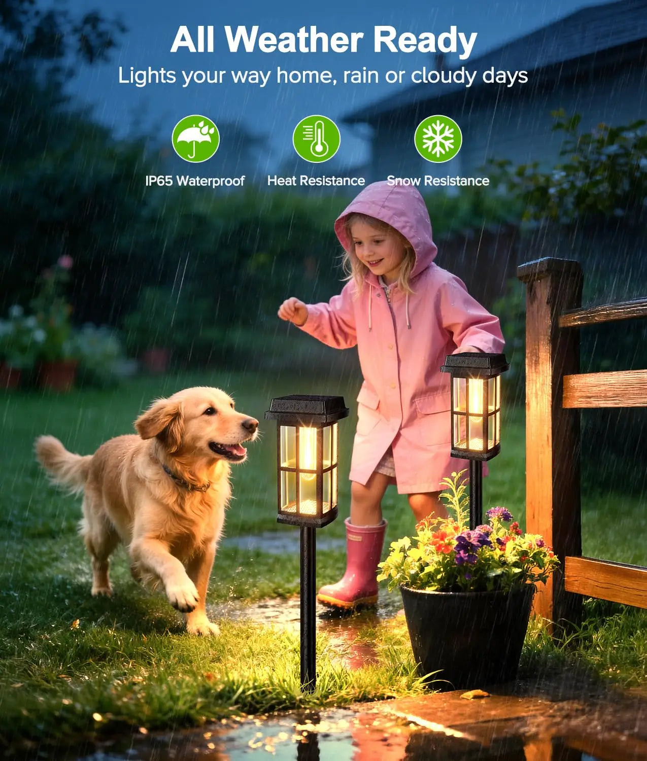 Solar Powered Pathway Lights 8 Pack IP65 Waterproof Auto On Off Outdoor Landscape Lighting Decorative Solar Garden Lamps for Patio Lawn Walkway Driveway Yard