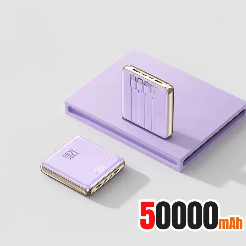 Portable Power Bank with 4 Built-in Cables - 50000mAh Tidesmit Purple 50000mAh Tidesmit