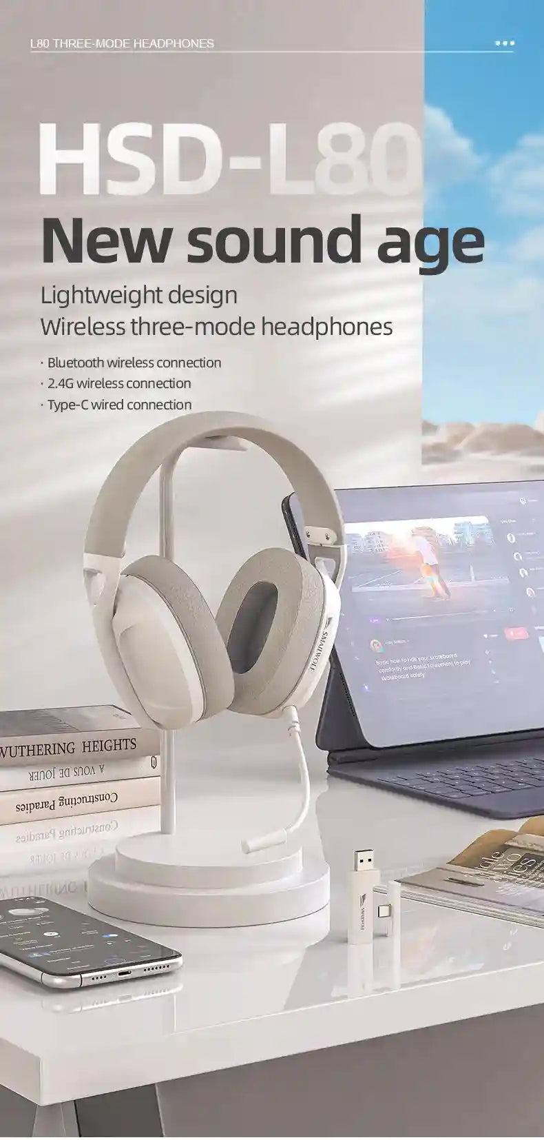 Wireless Gaming Headset 185g – Lightweight Over-Ear Audio Tidesmit