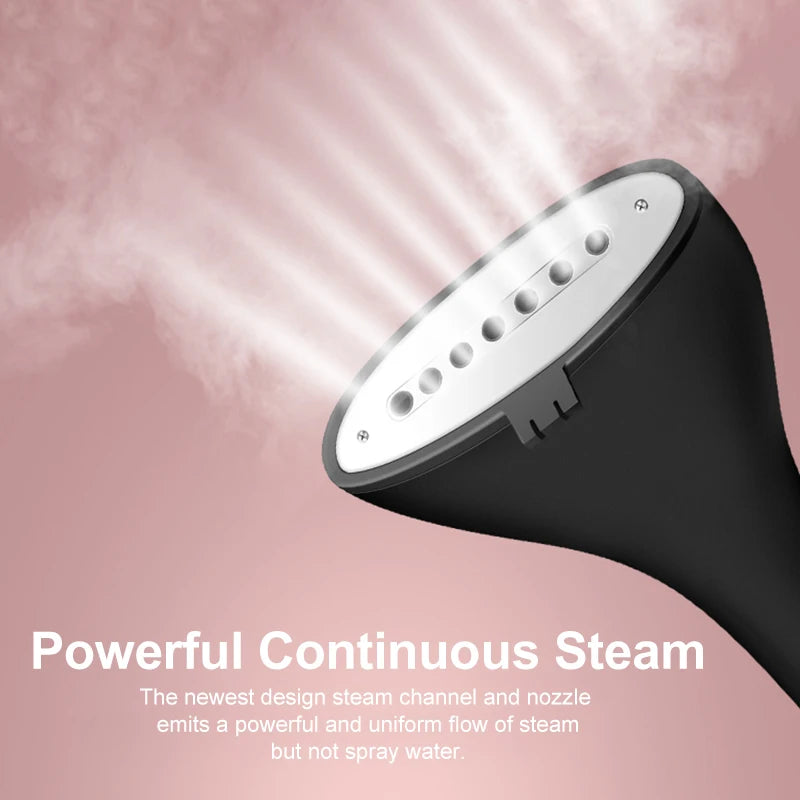 Tidesmit 2000W powerful garment steamer showing fabric brush attachment and vertical hanging clothes steaming feature