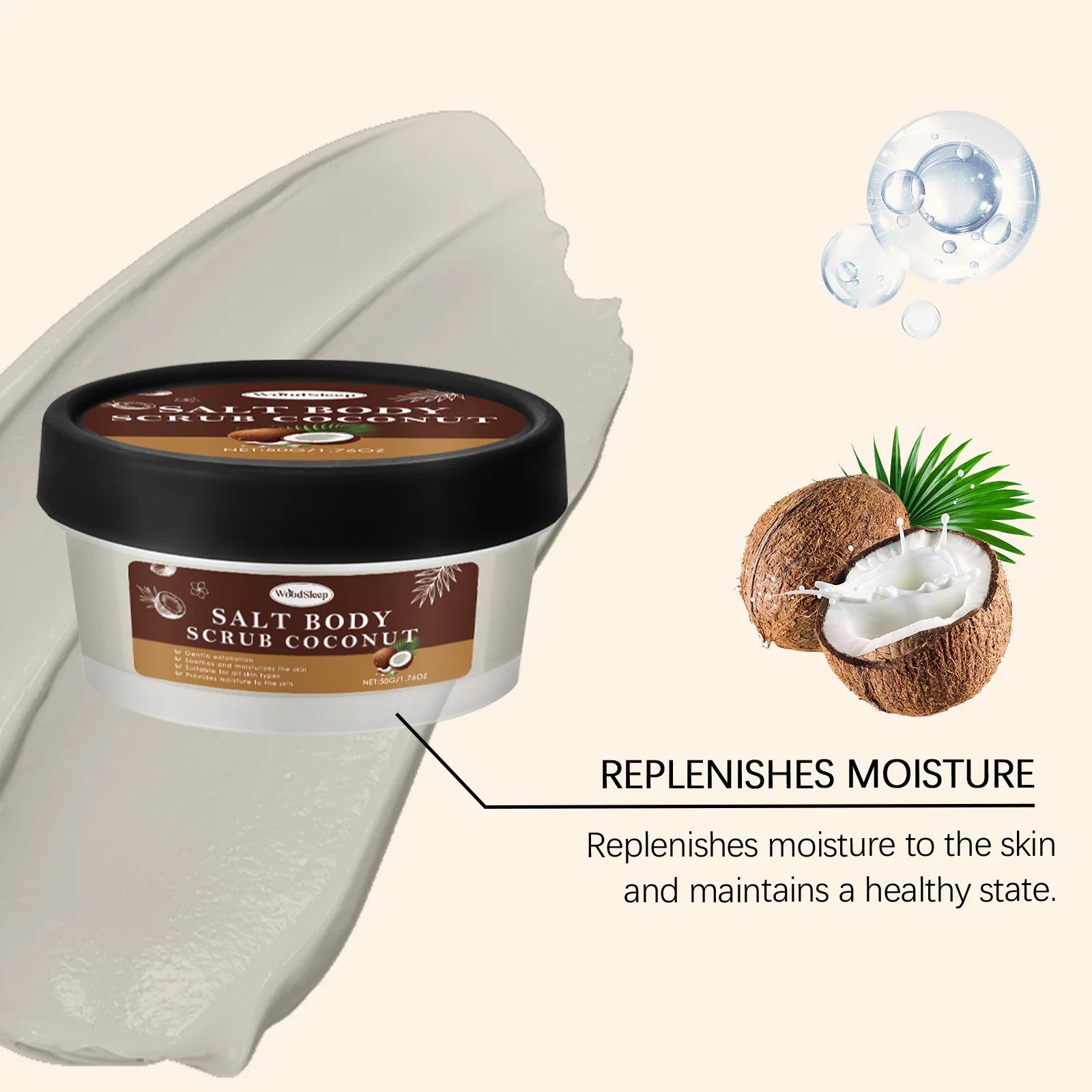 Coconut Body Scrub 50g | Natural Exfoliating Brightening Treatment Scrubs Treatments Tidesmit