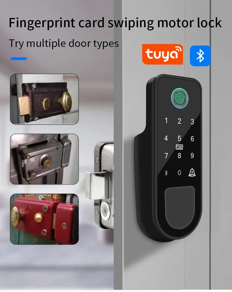 Bluetooth Tuya App Fingerprint Smart Door Lock Gate Password RFID Card Rim Bolt Lock Electronic Door Lock