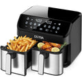 9.5QT Dual Air Fryer, 1700W Power, 2x 4.25QT Stainless Steel Baskets, Digital Touch, 8 Cooking Presets, Auto Shut-off, Dishwashe