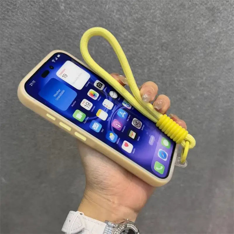 iPhone 15 Pro Max Matte Case with Wrist Strap - Slim Shock-Absorbing Cover Tidesmit