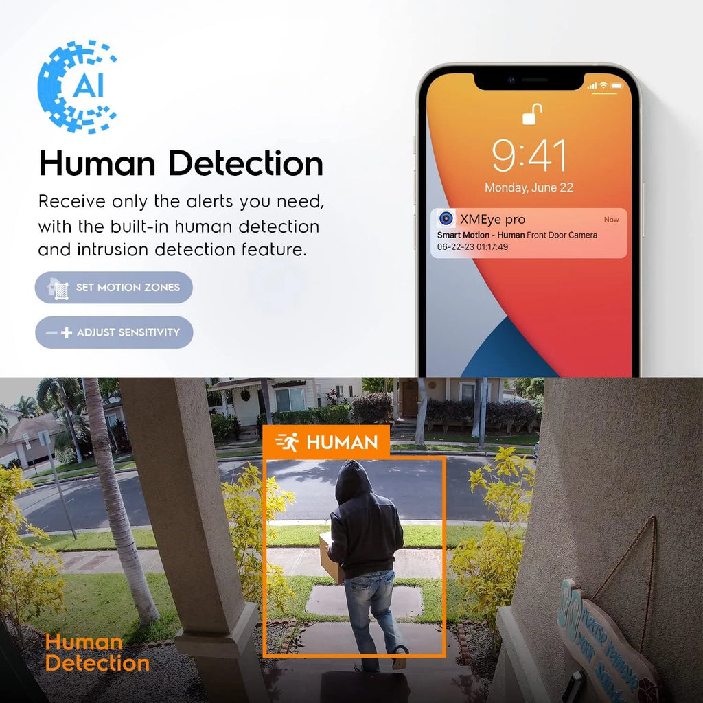 8MP Outdoor Security POE Camera AI 98ft NightColor IP Camera with Face/Human Detection H.265+ Video Surveillance Two-way Audio