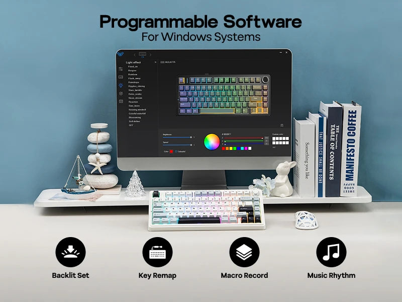 EPOMAKER x AULA F75 75% ANSI Hot-Swap Gasket Bluetooth 5.0/2.4G Wireless/Wired Mechanical Keyboard PBT Keycaps for Mac/Win