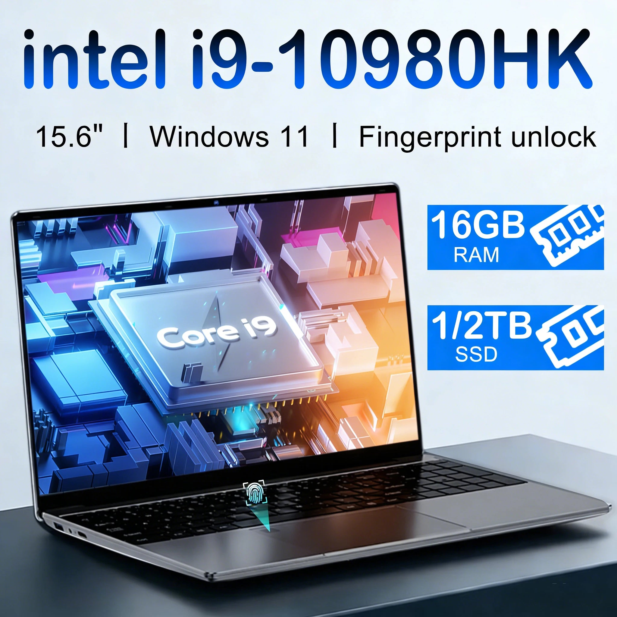 New 15.6 " Laptop Intel Core i9-10980HK 16GB RAM 1TB SSD Ultra Slim Gaming Laptop 1920*1080 Windows 11 Office Study Home Use