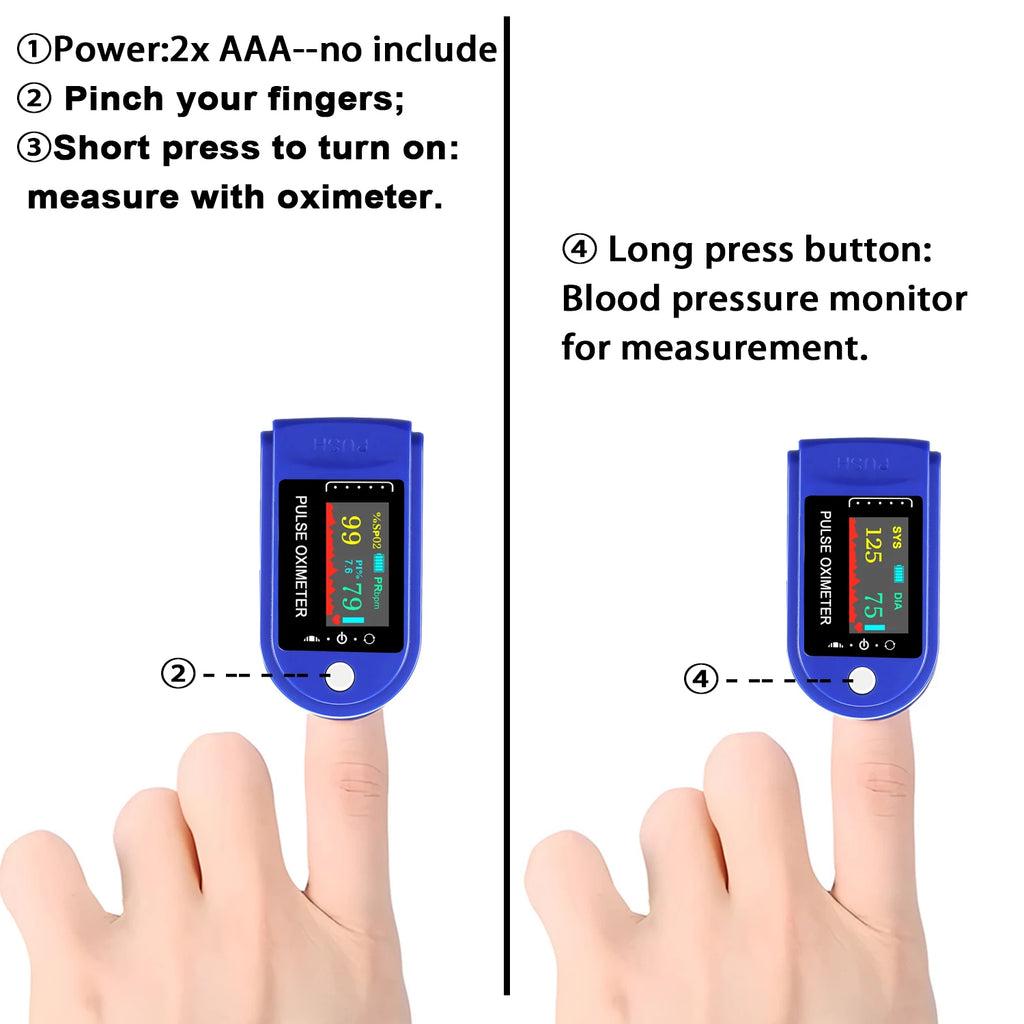 2 in 1 Digital Fingertip Pulse Oximeter & Blood Pressure Monitor Household OLED Screen Blood Oxygen Pressure Meter For Home Use