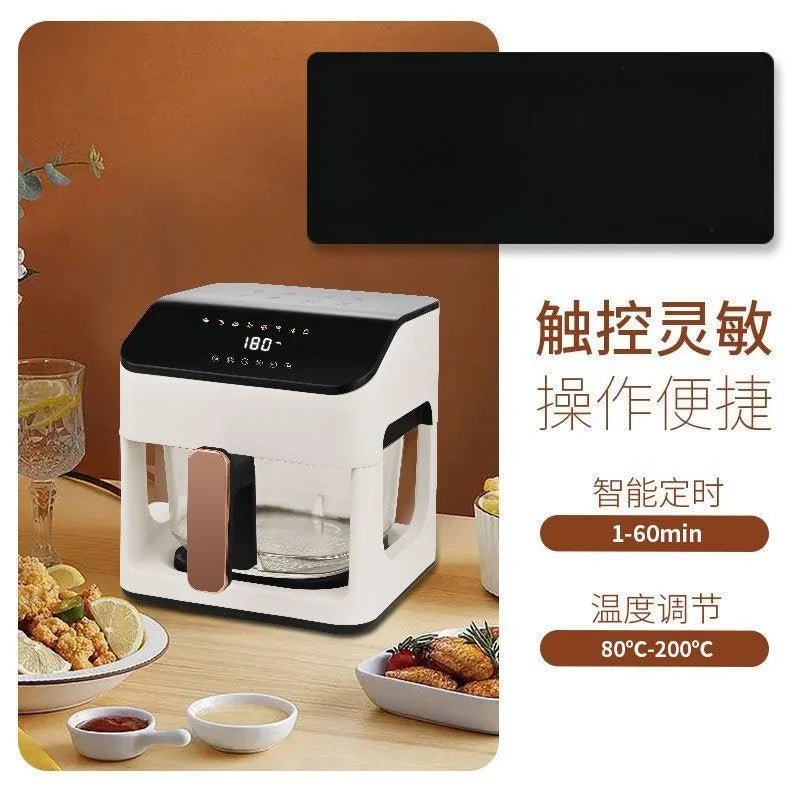 8.5L Smart Air Fryer Household 1350W Pull-out Transparent Glass Pot 360 Degree Hot Air Circulation 220V