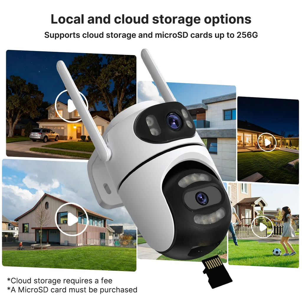 8MP 4K HD Wifi PTZ Camera iCsee APP Dual Lens Dual Screens Video Surveillance IP Camera Ai Tracking Outdoor Home Security CCTV