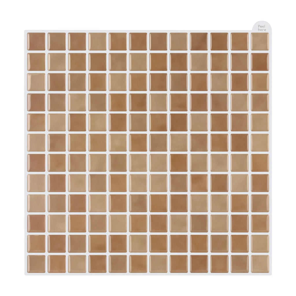10pcs Peel & Stick 3D Wall Tile Sticker Kitchen Bathroom Square Wallpaper Mosaic Wall Panel Sticker for Quick Home Renovation