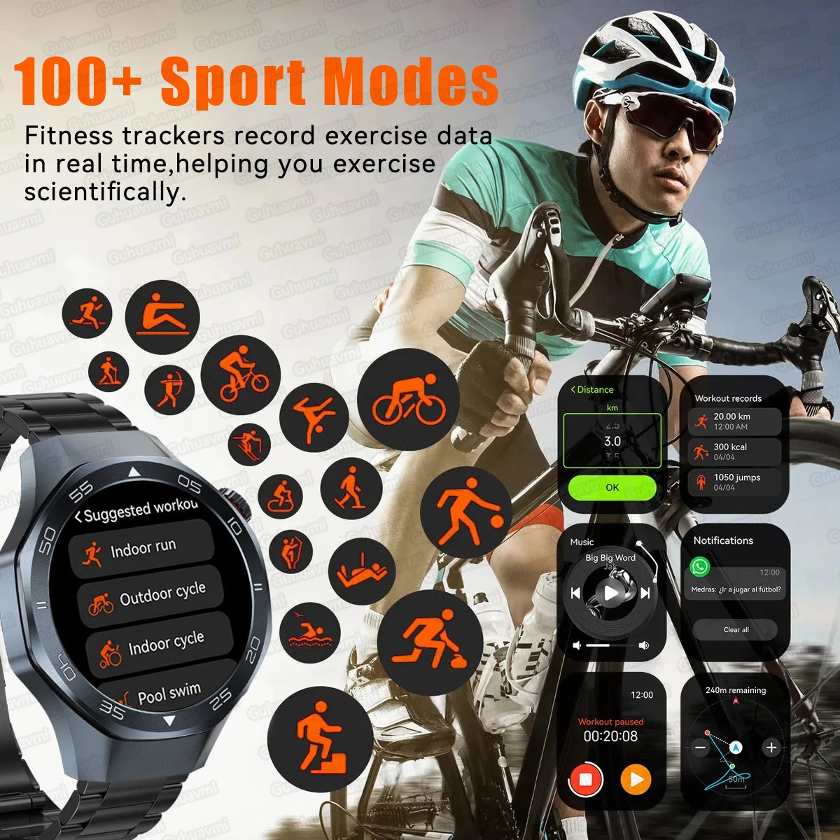 2026New Smart Watch GPS Positioning 3ATM Waterproof GPS Tracker Compass Men Bluetooth Call Heart rate 170+Sports Watch Men Women