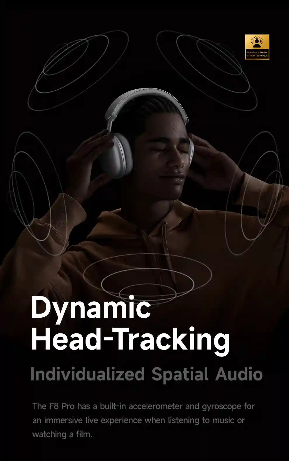 Wireless Noise Cancelling Headphones - Over-Ear 3D Spatial Audio F8 Tidesmit