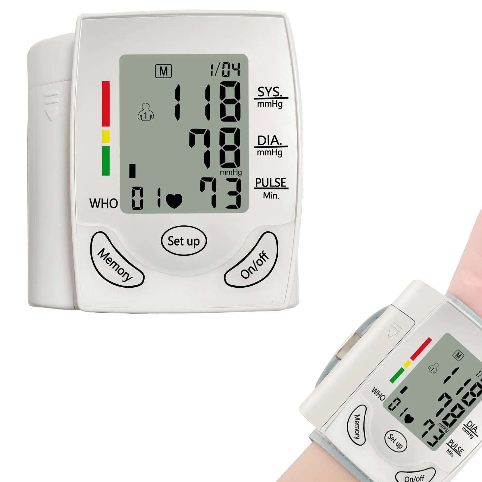 Wrist Blood Pressure Monitor PulseHeart Beat Rate Meter Device Medical Equipment Tonometer BP Mini Sphygmomanometer