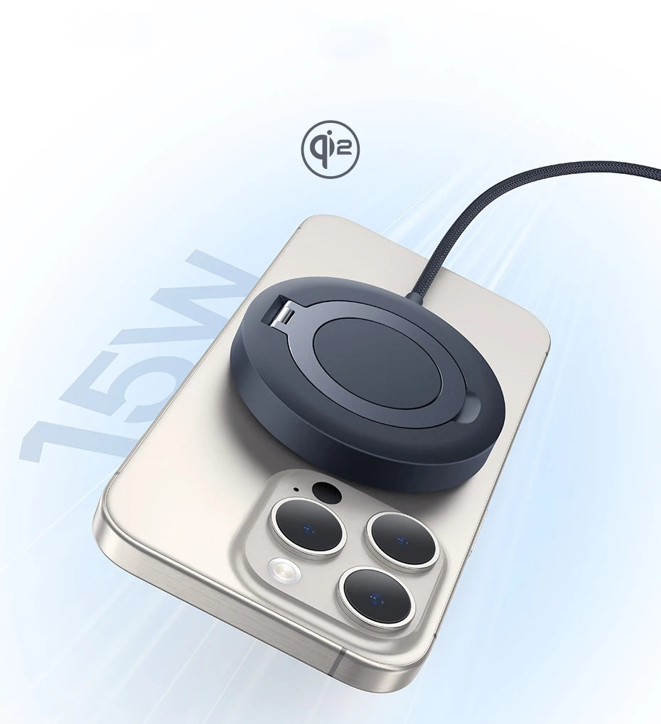 Magnetic Wireless Charger for iPhone 16 15 | MagSafe Compatible Stand Tidesmit