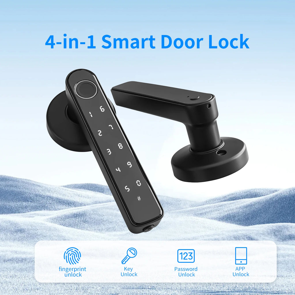 Tuya Bluetooth Biometric Electronic Lock Smart Fingerprint Password App Unlock Intelligent Door Handle Lock Home Security