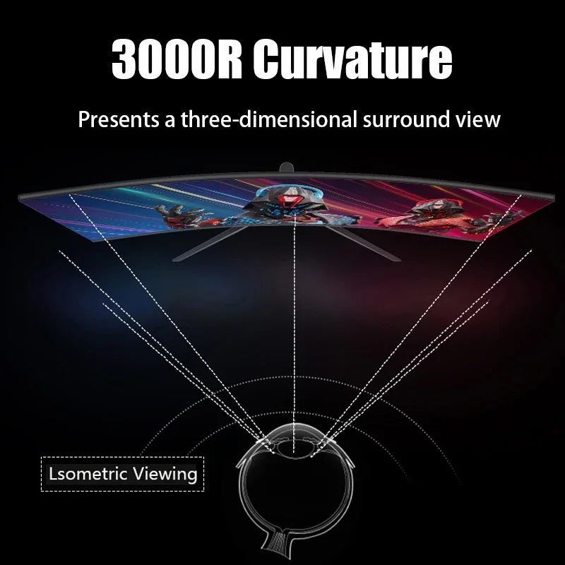 FYHXele 24" Curved FHD 1ms VA Gaming Monitor 180Hz (HDMI165Hz/DP180Hz) Speaker VESA