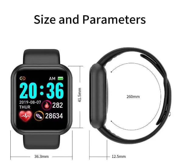 Y68 Smart Watch Bluetooth Fitness Tracker Adult Sports Watch Heart Rate Monitor Blood Pressure Smart Bracelet for Android iOS