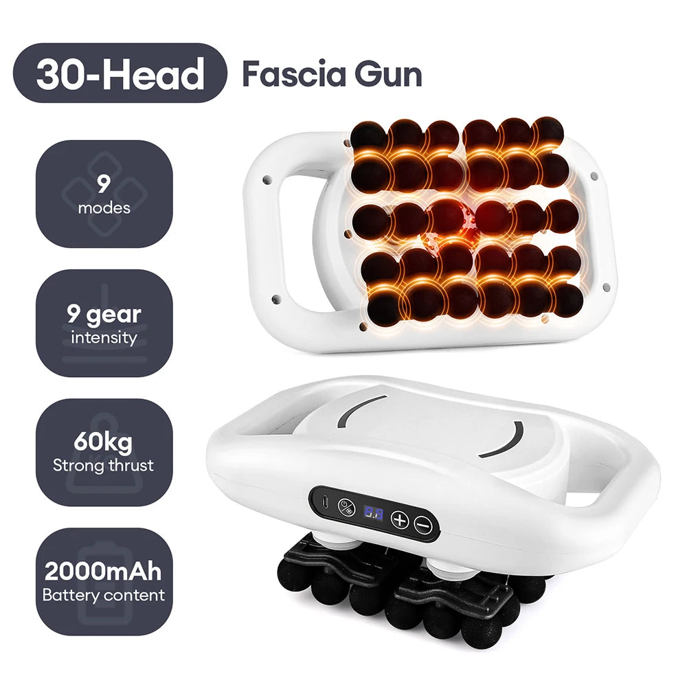 Deep Tissue Massage Gun - Portable Muscle Recovery Tool by Tidesmit Relaxation Treatment 30 head-White Tidesmit