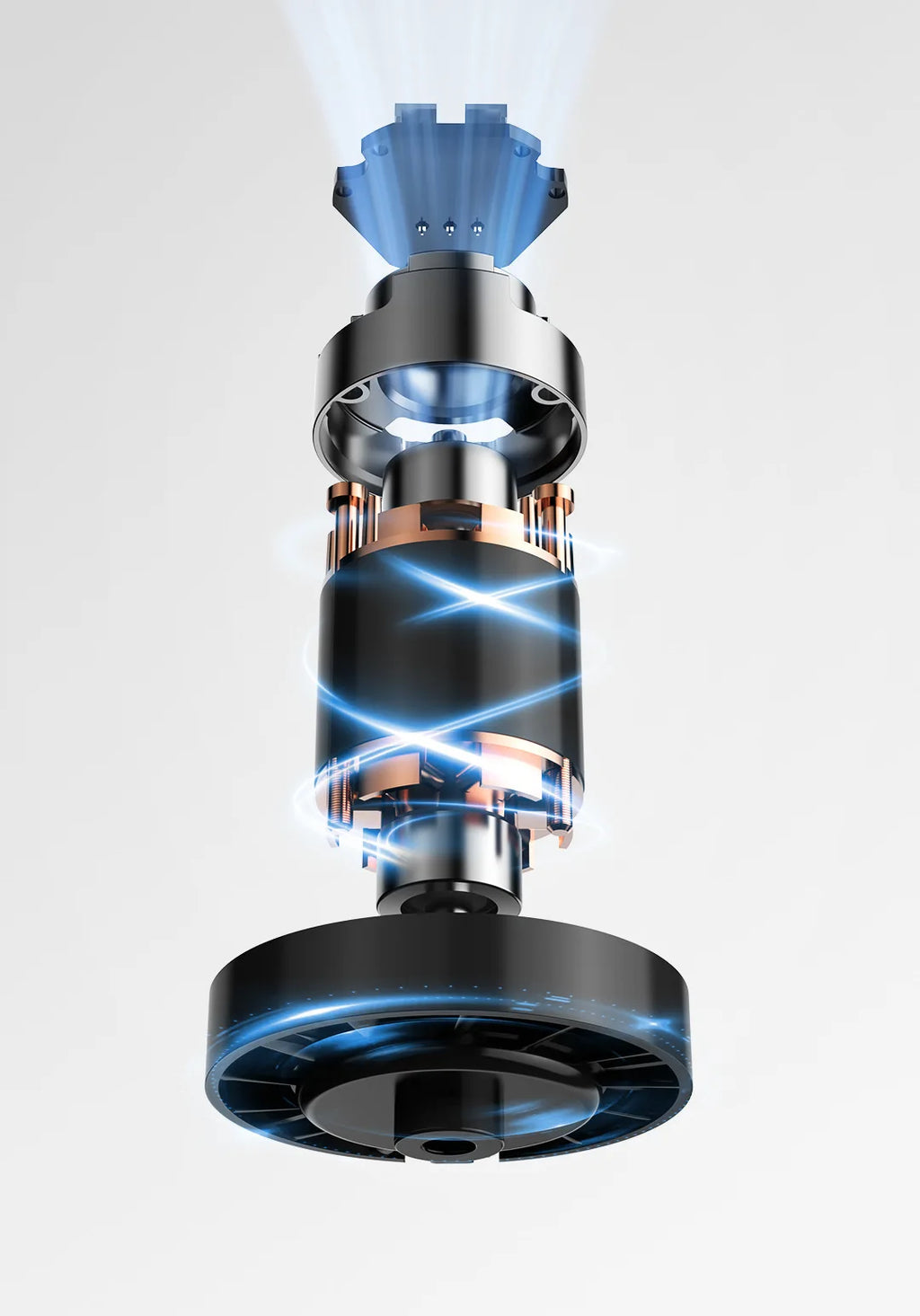 Xiaomi H501 SE high-speed hair dryer motor showing internal components and powerful airflow for professional hair care.