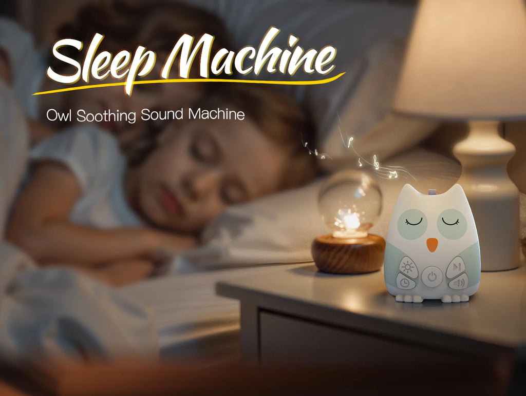 White Noise Machine Portable Baby Sleep Assistant Smart Cry Detection 15 Calming Sounds Night Light Timer Baby Shower Gift