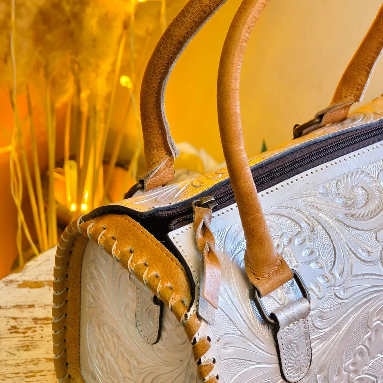 2026 Hand Tooling Florals Carved 100% Genuine Leather Mini Speedy Duffel Bag Luxury Designer Weekender Travel Handbags For Women