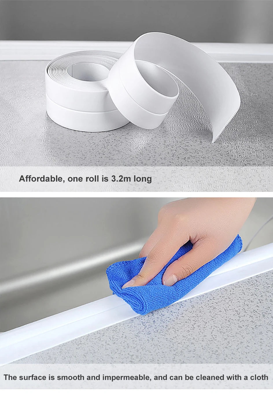Bathroom Sealing Tape Self-adhesive Oil-Proof Kitchen Sink Caulk Seal Strip PVC Waterproof Shower Wall Sticker for Toilet Corner