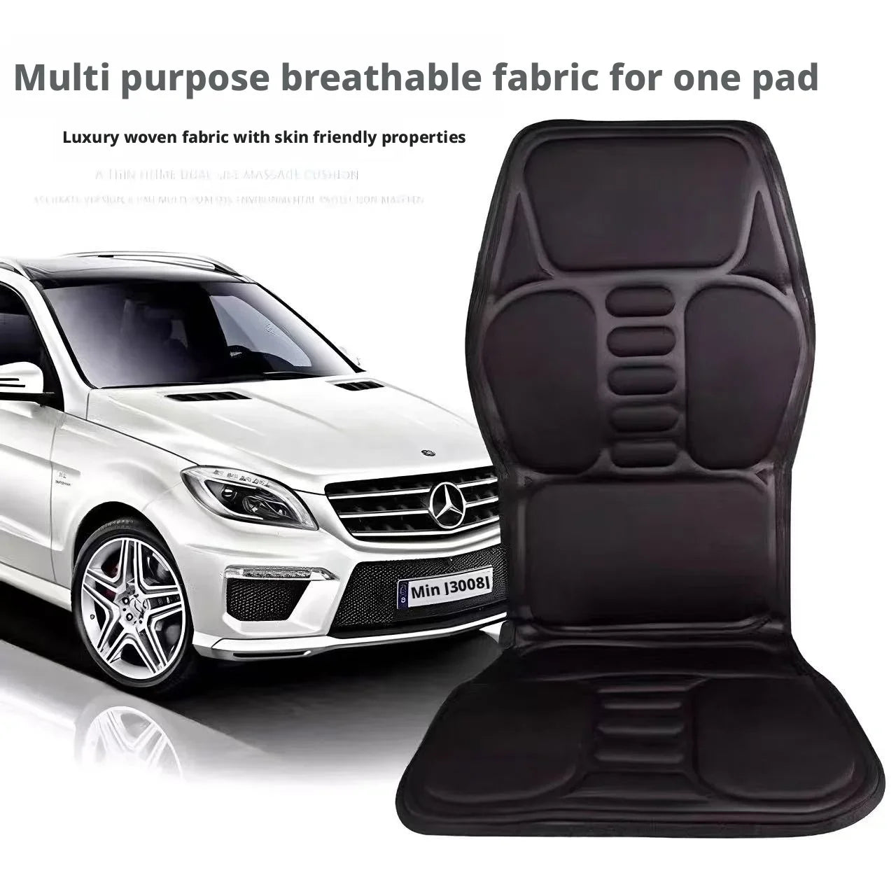 Portable Car Massage Cushion - Heated Deep Tissue Seat Pad Black Massage Cushion Tidesmit