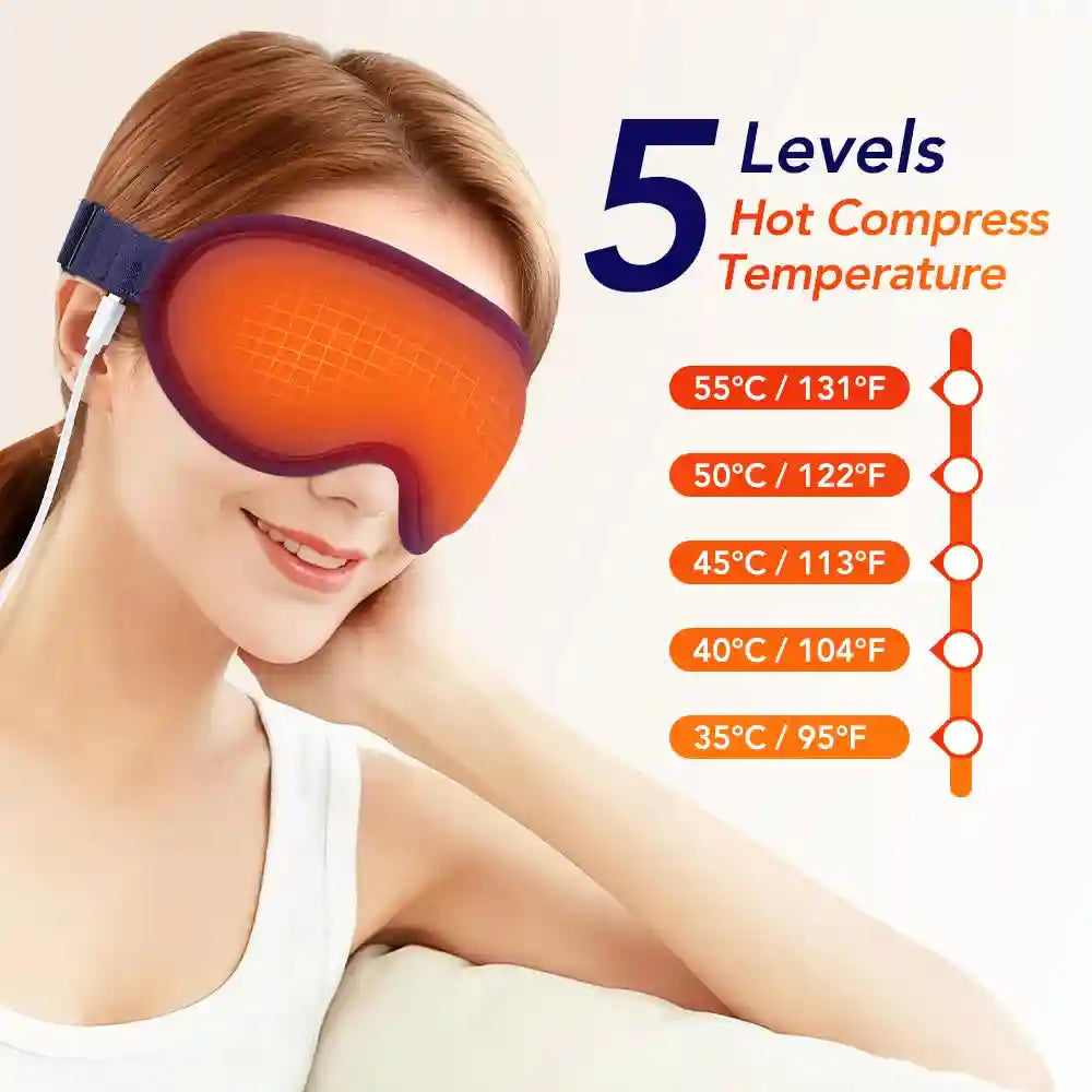 Electric Steam Eye Mask with 3D Vibration Massage - Blue Eye Massage Instrument Tidesmit