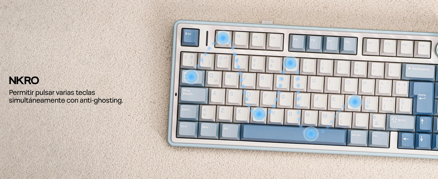 EPOMAKER AULA F75 ISO-ES 75% Spanish QWERTY Hot-Swap Gasket-Mounted Wired/Bluetooth/2.4GHz Wireless Mechanical Gaming Keyboard RGB Backlight
