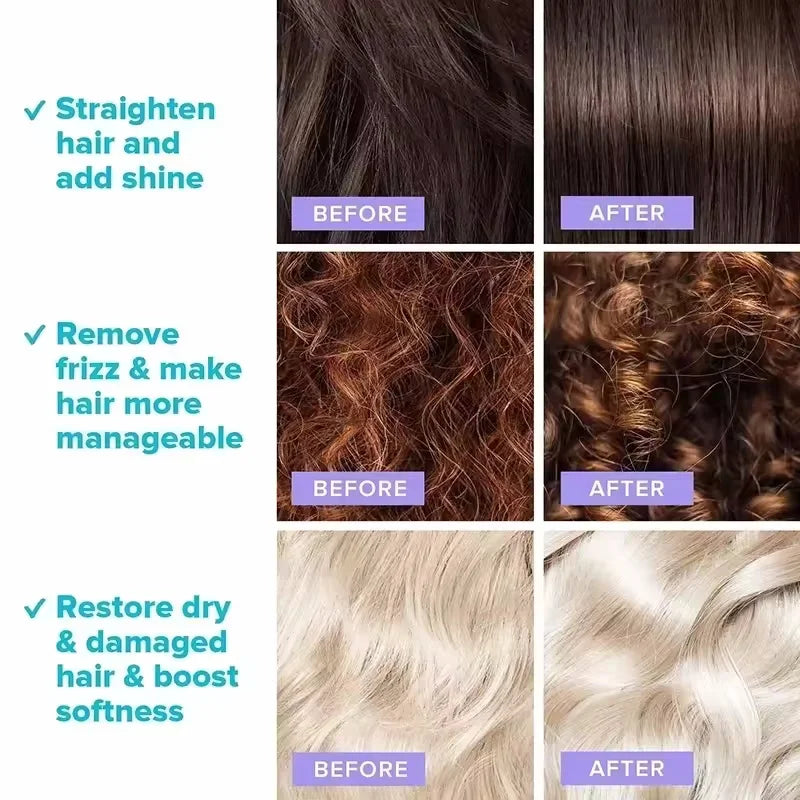 Tidesmit keratin hair vitamin capsule results: before and after deep moisturizing for soft, shiny, frizz-free hair.