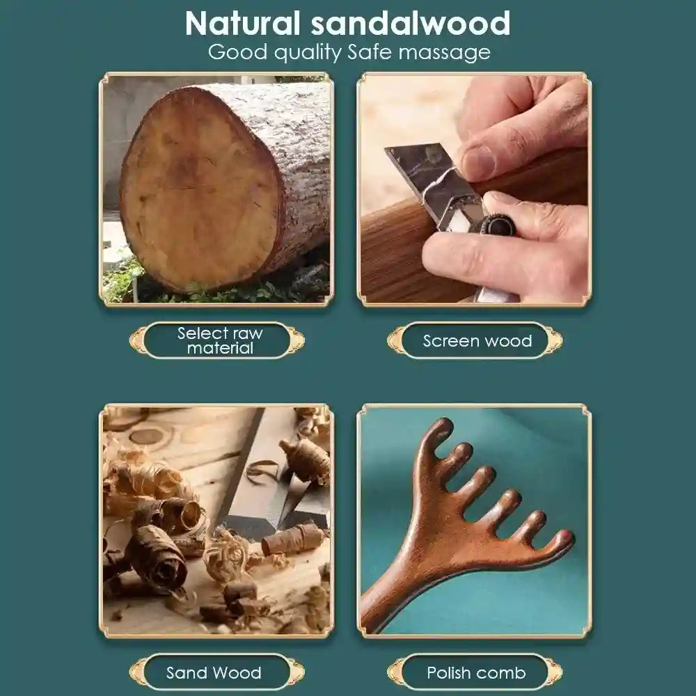 Wooden Meridian Massage Comb | Six-Claw Anti-Static Scalp Relaxation Tool Relaxation Treatment Tidesmit
