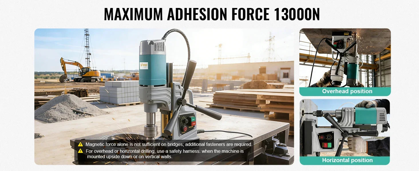 SIHAO Electric Magnetic Drill Machine 1450W/1550W 1.57/2" Max Drill Diameter 750 820 RPM Industrial Boring Tool