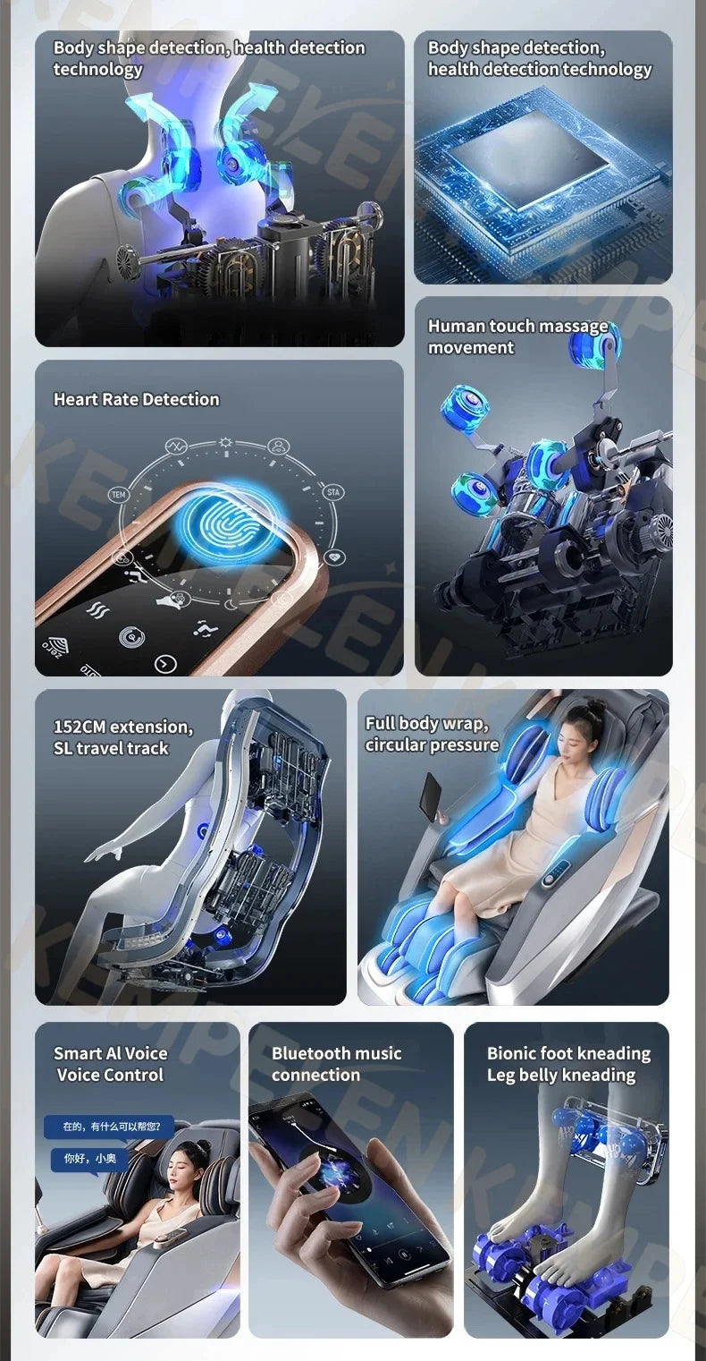 4D Full Body Massage Chair - Zero Gravity Heat Therapy - Black Body Shaping Massage Equipment Tidesmit