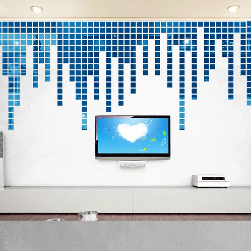 100pcs DIY Mosaic Mirror Wall Stickers Self Adhesive 3D Acrylic Square Wall Decals Tiles Background Home Decor 2x2cm 3x3cm 4x4cm