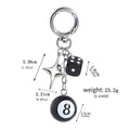 Punk Hiphop Black Dice No. 8 Billiards Keychain Y2K Pink Lucky Dice Starburst Pendant Bag Charms Hangings Ornament Accessories