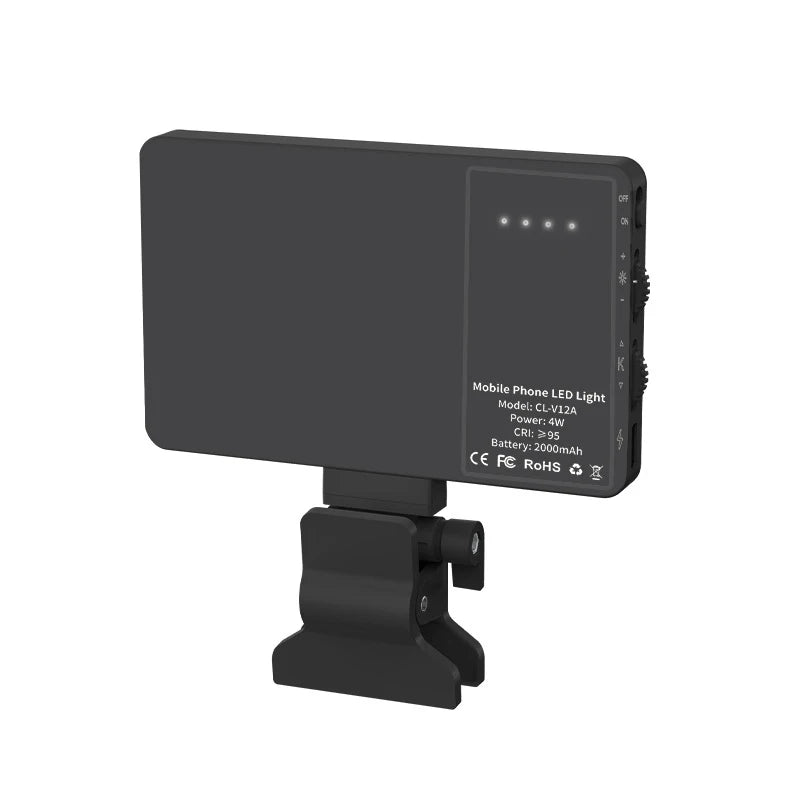 Portable LED Selfie Light CL-V12A - Adjustable Color Temperature CL-V12A Black Tidesmit