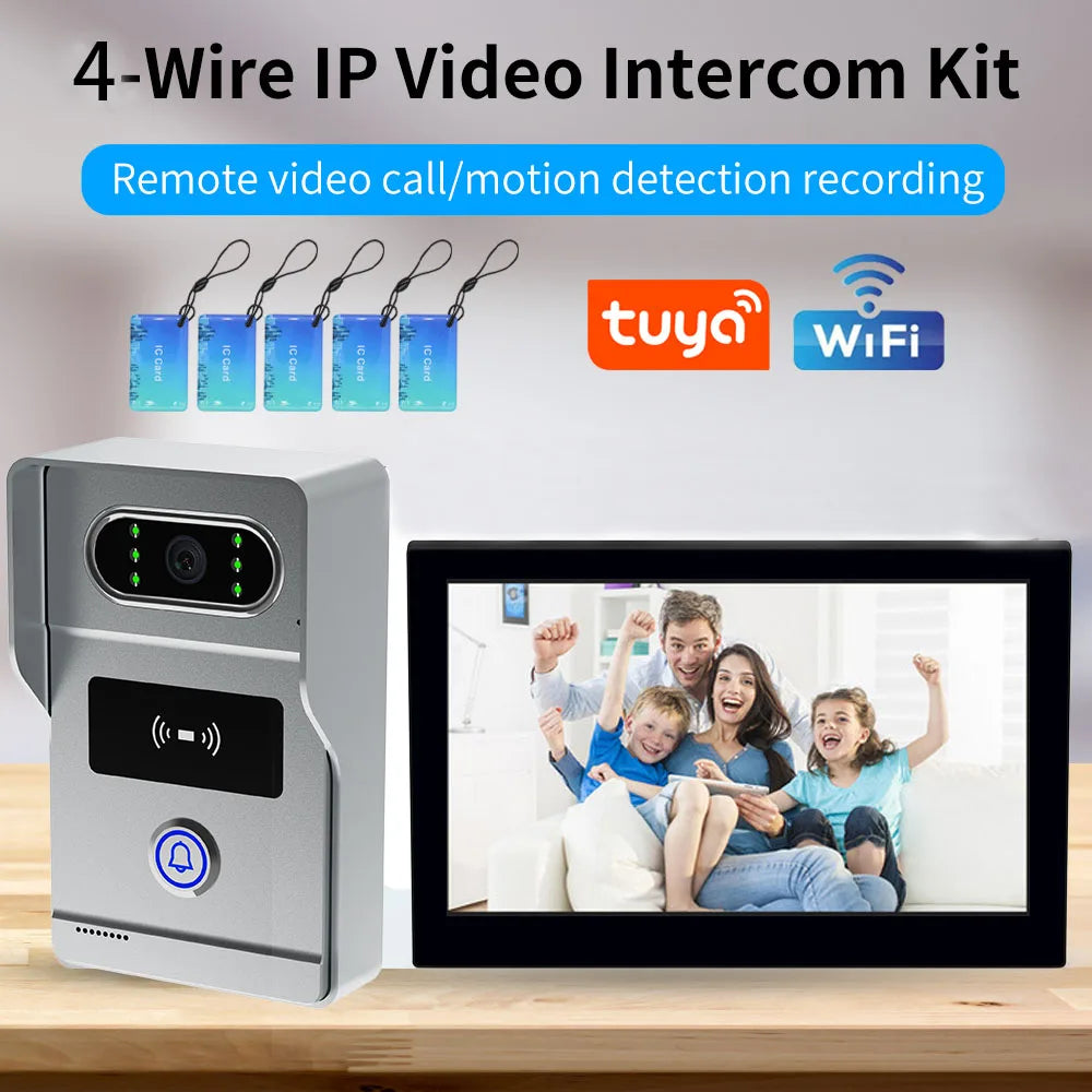 Support Tuya app WiFi visual intercom doorbell system 7/10 inch touch screen indoor monitoring intelligent villa home security