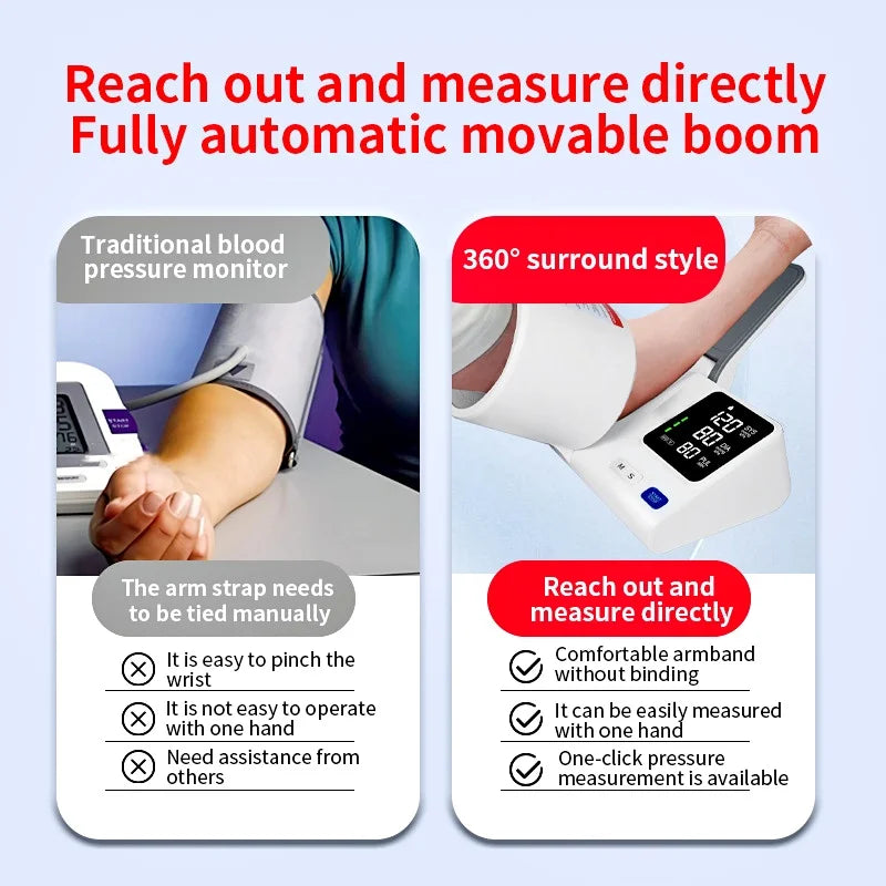Household Medical Upper Arm Blood Pressure Monitor Foldable Arm Tunnel Blood Pressure Monitor Heart Rate Pulse Monitor