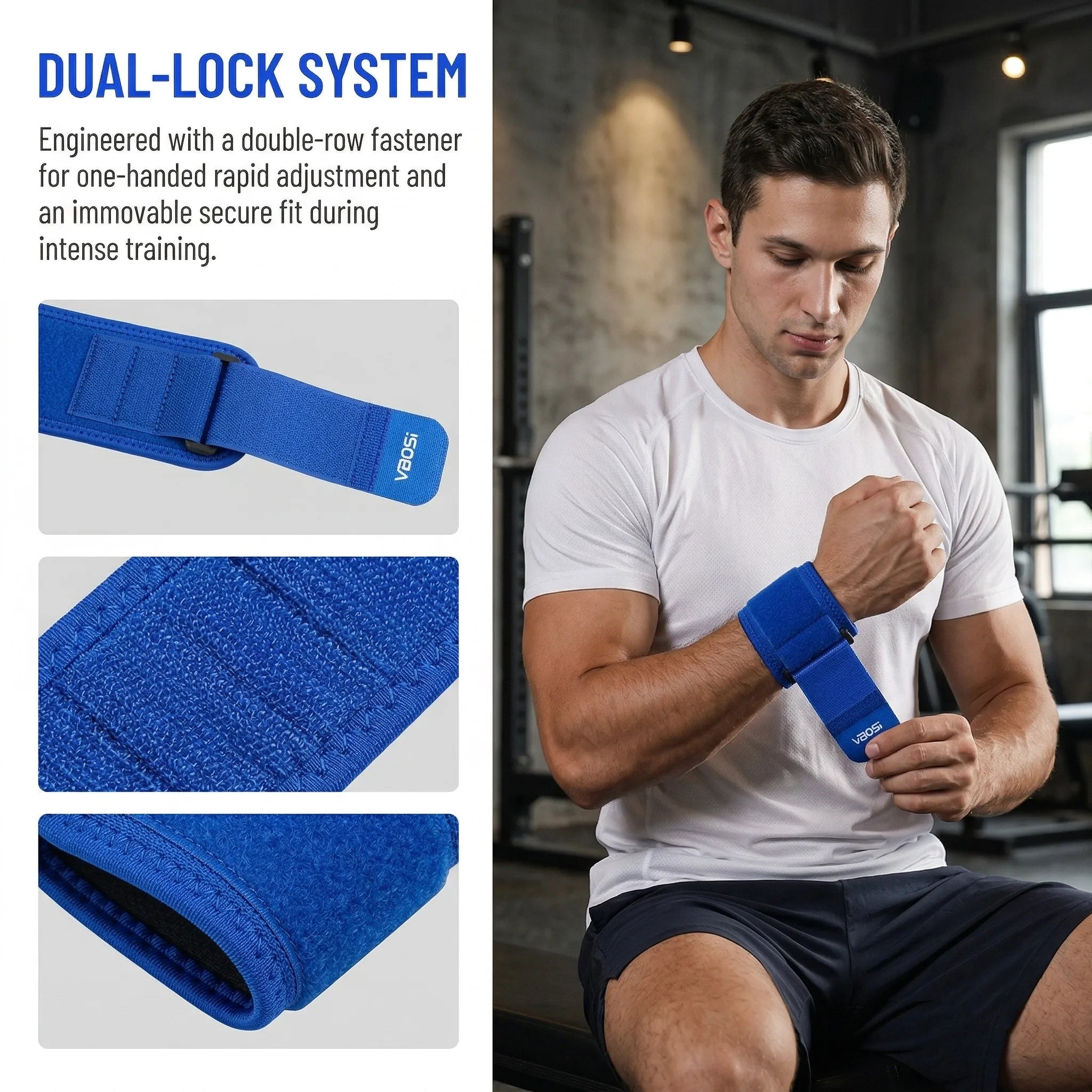 VBOSI Adjustable Wrist Support Brace Neoprene Compression Wristband for Sports Fitness Weightlifting Basketball Pain Relief Wris