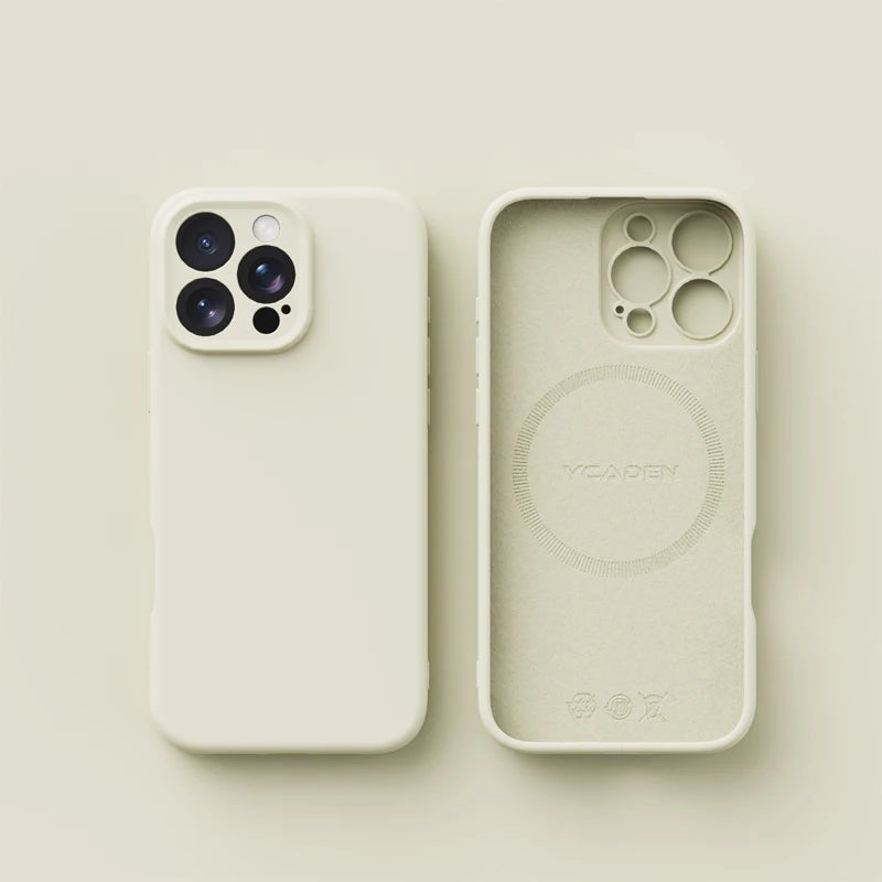 Magnetic iPhone 16 Case | Liquid Silicone Shock-Absorbing Cover White Tidesmit