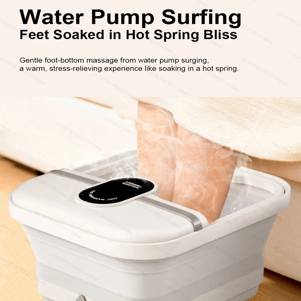 Folding Electric Foot Bath Massager with Heat Therapy & Bubble Spa Massage Cushion Tidesmit