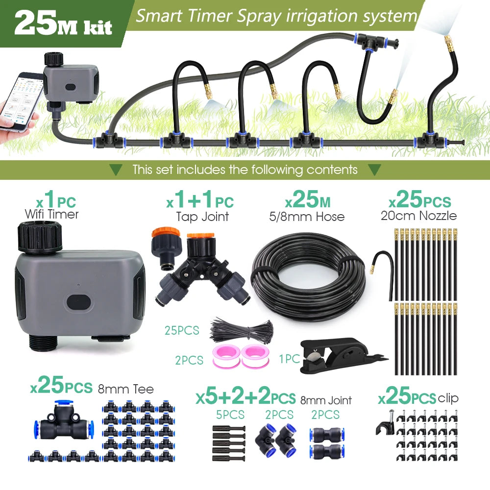 Tuya Smart Wifi Irrigation Timer Sprayer Watering Kit for Garden Lawn Plants Timing Misting Cooling System Quick Connect Fogging