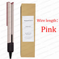 Pink 2-in-1 professional hair straightener and dryer with LED display, ergonomic handle, and sleek styling design.
